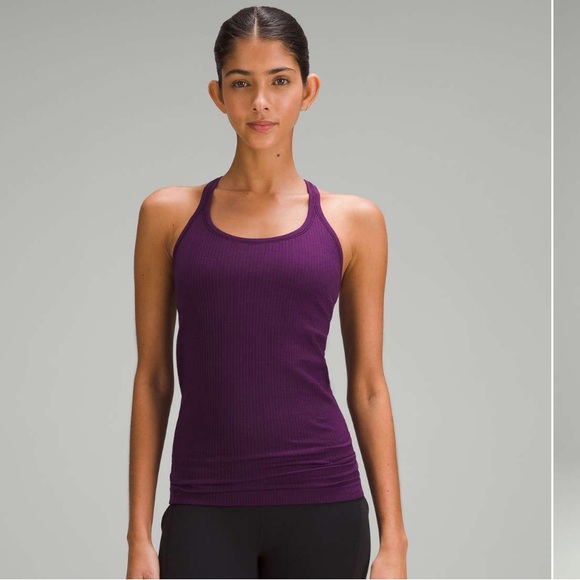 lululemon athletica Tops - Lululemon Ebb To Street Ribbed Athletic Tank Top Built-in Bra 8 / Med Purple